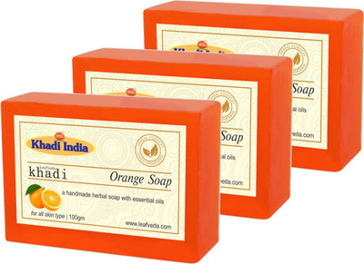 

LEAFVEDA Khadi Orange Soap 100gm Pack of 3(300 g, Pack of 3)