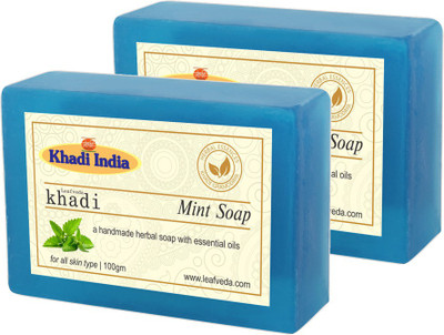 

LEAFVEDA Khadi Mint Soap 100gm Pack of 2(200 g, Pack of 2)