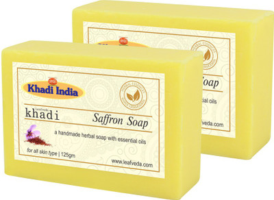 

LEAFVEDA Khadi Saffron Soap 125gm Pack of 2(250 g, Pack of 2)