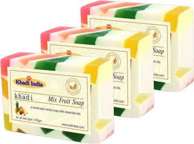 

LEAFVEDA Khadi Mix Fruit Soap 100gm Pack of 3(300 g, Pack of 3)