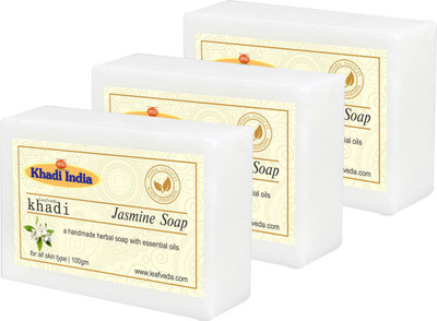 

LEAFVEDA Khadi Jasmine Soap 100gm Pack of 3(300 g, Pack of 3)