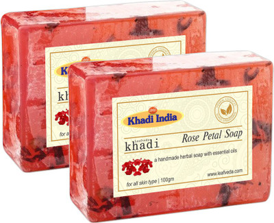 

LEAFVEDA Khadi Rose Petal Soap 100gm Pack of 2(200 g, Pack of 2)