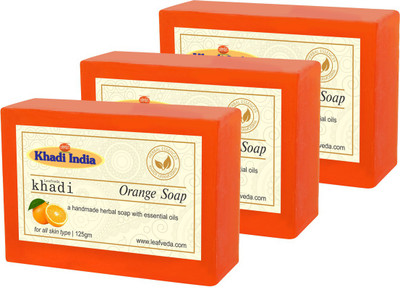 

LEAFVEDA Khadi Orange Soap 125gm Pack of 3(375 g, Pack of 3)
