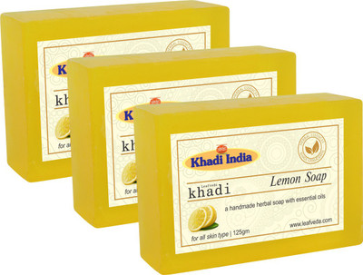 

LEAFVEDA Khadi Lemon Soap 125gm Pack of 3(375 g, Pack of 3)