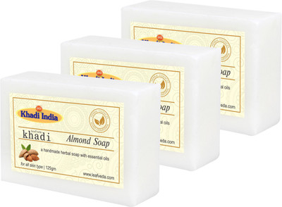 

LEAFVEDA Khadi Almond Soap 125gm Pack of 3(375 g, Pack of 3)