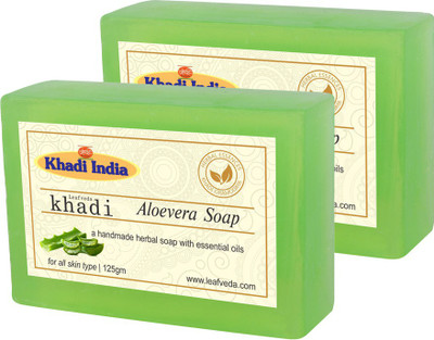 

LEAFVEDA Khadi Aloe Vera Soap 125gm Pack of 2(250 g, Pack of 2)