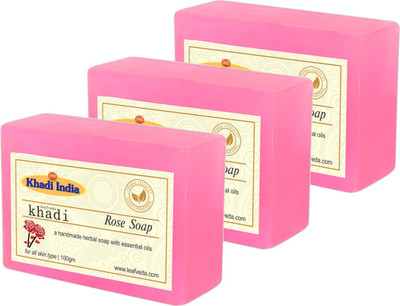 

LEAFVEDA Khadi Rose Soap 100gm Pack of 3(300 g, Pack of 3)