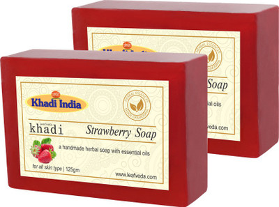 

LEAFVEDA Khadi Strawberry Soap 125gm Pack of 2(250 g, Pack of 2)