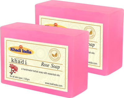 

LEAFVEDA Khadi Rose Soap 125gm Pack of 2(250 g, Pack of 2)