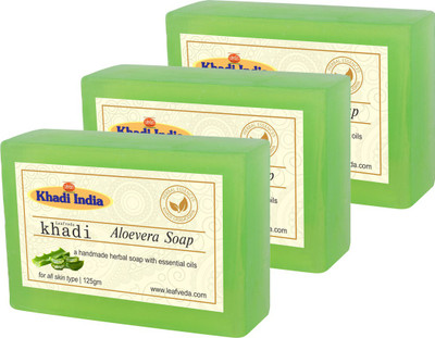 

LEAFVEDA Khadi Aloe Vera Soap 125gm Pack of 3(375 g, Pack of 3)