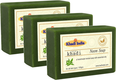 

LEAFVEDA Khadi Neem Soap 100gm Pack of 3(300 g, Pack of 3)