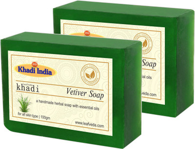 

LEAFVEDA Khadi Vetiver Soap 100gm Pack of 2(200 g, Pack of 2)