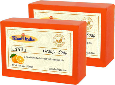 

LEAFVEDA Khadi Orange Soap 100gm Pack of 2(200 g, Pack of 2)