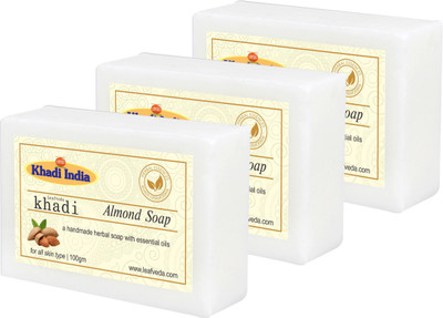 

LEAFVEDA Khadi Almond Soap 100gm Pack of 3(300 g, Pack of 3)