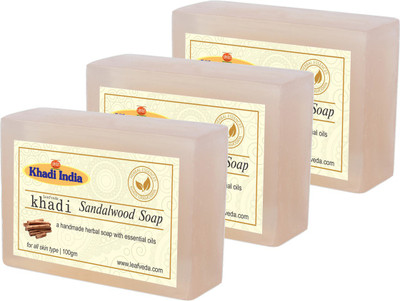 

LEAFVEDA Khadi Sandalwood Soap 100gm Pack of 3(300 g, Pack of 3)