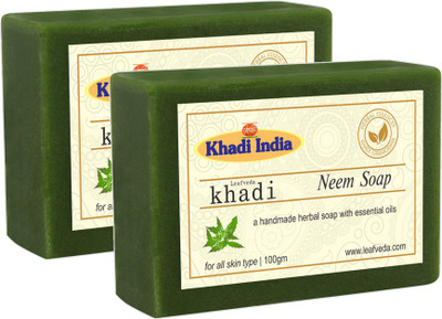 

LEAFVEDA Khadi Neem Soap 100gm Pack of 2(200 g, Pack of 2)