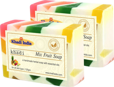 

LEAFVEDA Khadi Mix Fruit Soap 125gm Pack of 2(250 g, Pack of 2)