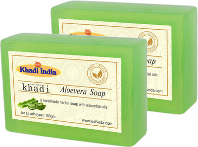 

LEAFVEDA Khadi Aloe Vera Soap 100gm Pack of 2(200 g, Pack of 2)