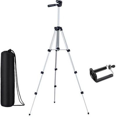 

WEBSTER New Arrival Portable DSLR Camera stand mobile holder with long adjustable stand and flexible Clip & Aluminium Body Lightweight Tripod Tripod(Silver, Black, Supports Up to 1500 g)