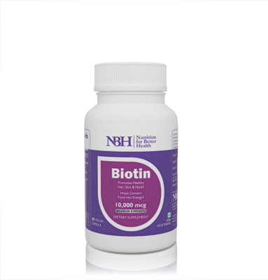

NBH Biotin 10000 mcg (Promotes Healthy Hair, Skin & Nails) - 60 Veggie Capsules(60 No)