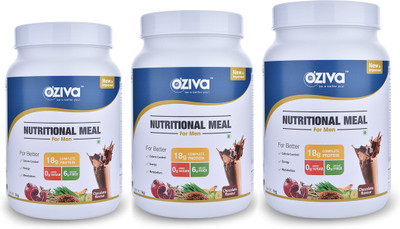 

Oziva Nutritional Meal Shake for Men, 3 Month Weight Loss - 3 Jars (1Kg each), Chocolate + Free Shaker(3000 g)