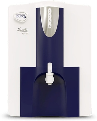 

Pureit MARVELLA RO+UV WITH 15 DAY ADVANCED ALERT SYSTEM 10 L RO + UV Water Purifier(White, Blue), Blue;white