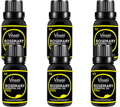 

VIHADO Rosemary Essential Oil 5x Fast Pure Natural - Use For Aromatherapy, Health Boost, Hair Re-Growth, Skin Care, Face OIL (10 ml) (pack of 6)(10 ml)