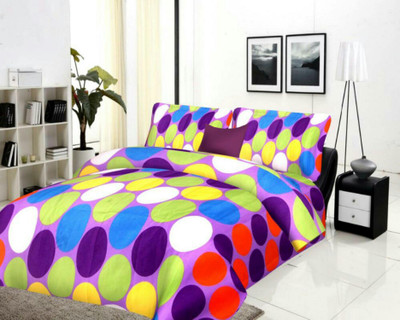 VAS COLLECTIONS 140 TC Polycotton Double Polka Flat Bedsheet(Pack of 1, Multicolor)