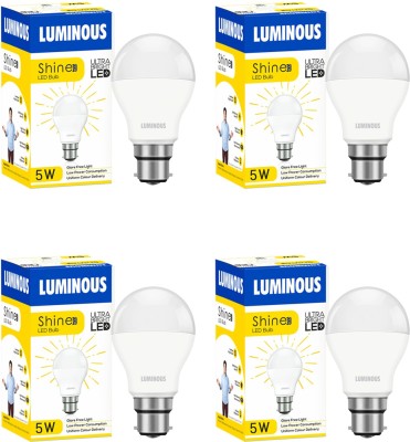 LUMINOUS 5 W Round B22 D LED Bulb(White, Pack of 4)
