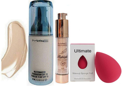 

Ultimate Sponge Puff, Match master Foundation & Prep+Prime Highlighter(Set of 3)