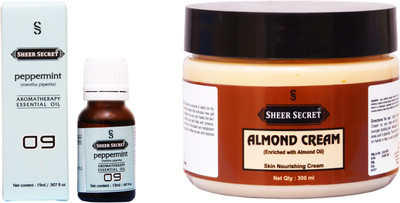 Sheer Secret Almond Cream 300ml and Peppermint Essential Oil 15ml(Set of 2)