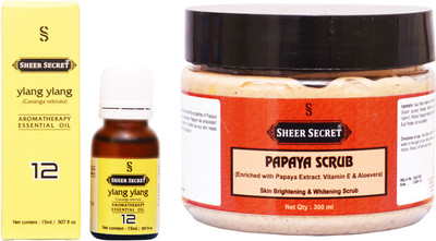 

Sheer Secret Papaya Scrub 300ml and Ylang Ylang Essential Oil 15ml(Set of 2)