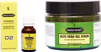 

Sheer Secret Aloe Vera Scrub 300ml and Euclyptus Essential Oil 15ml(Set of 2)