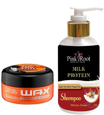 

Pink Root MILK PROTEIN SHAMPOO 200ML WITH GATSBY TOUGH & SHINE WAX(Set of 2)