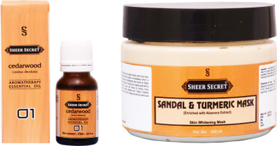 

Sheer Secret Sandal & Turmeric Mask 300ml and Cedarwood Essential Oil 15ml(Set of 2)
