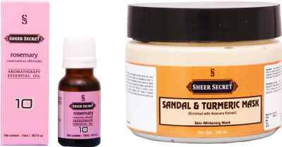 

Sheer Secret Sandal & Turmeric Mask 300ml and Rosemary Essential Oil 15ml(Set of 2)