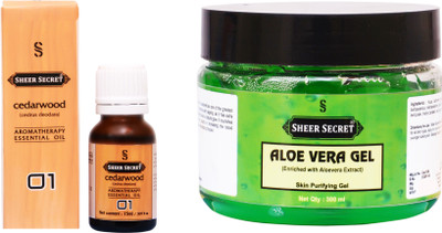 

Sheer Secret Aloe Vera Gel 300ml and Cedarwood Essential Oil 15ml(Set of 2)