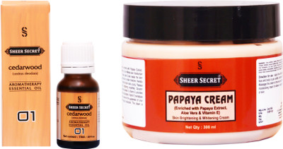 

Sheer Secret Papaya Cream 300ml and Cedarwood Essential Oil 15ml(Set of 2)