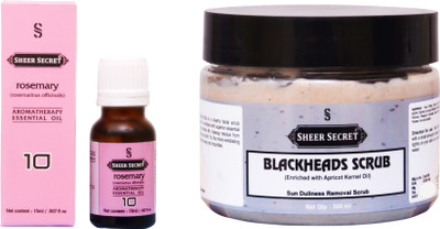 

Sheer Secret Blackheads Scrub 300ml and Rosemary Essential Oil 15ml(Set of 2)