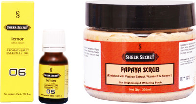 

Sheer Secret Papaya Scrub 300ml and Lemon Essential Oil 15ml(Set of 2)