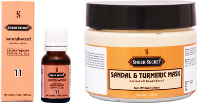 

Sheer Secret Sandal & Turmeric Mask 300ml and Sandalwood Essential Oil 15ml(Set of 2)