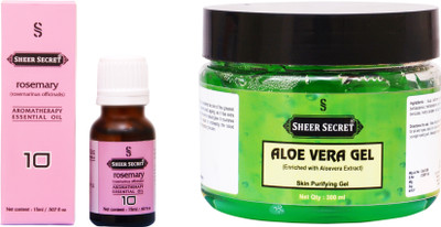 Sheer Secret Aloe Vera Gel 300ml and Rosemary Essential Oil 15ml(Set of 2)