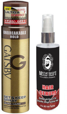 

MISTER BEARD HAIR SERUM WITH GATSBY ULTRA HARD SPRAY(Set of 2)