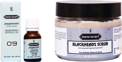 

Sheer Secret Blackheads Scrub 300ml and Peppermint Essential Oil 15ml(Set of 2)