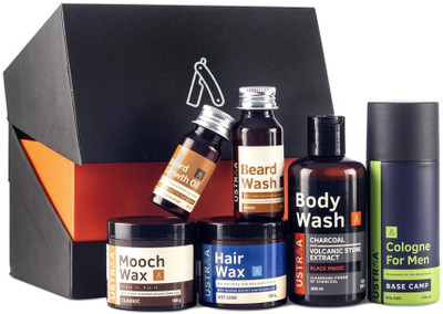 

Ustraa Gift for Men with Mooch Wax, Beard Wash, Hair Wax, Cologne Spray, Body Wash & Beard Growth Oil(Set of 6)