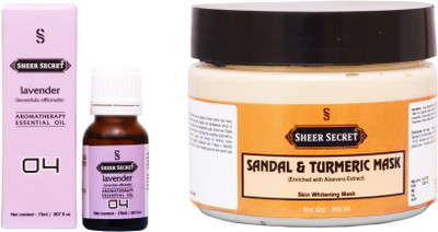 

Sheer Secret Sandal & Turmeric Mask 300ml and Lavender Essential Oil 15ml(Set of 2)
