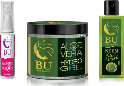

BU 100% Herbal&Organic Face Beauty Kit (Fairness Cream+Aloe Vera Gel+Neem FaceWash)(Set of 3)