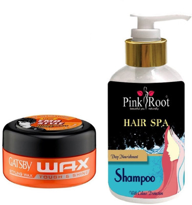 

Pink Root HAIR SPA SHAMPOO 200ML WITH GATSBY TOUGH & SHINE WAX(Set of 2)