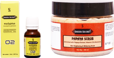 

Sheer Secret Papaya Scrub 300ml and Euclyptus Essential Oil 15ml(Set of 2)