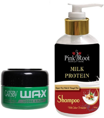 

Pink Root MILK PROTEIN SHAMPOO 200ML WITH GATSBY LOOSE & FLOW WAX(Set of 2)